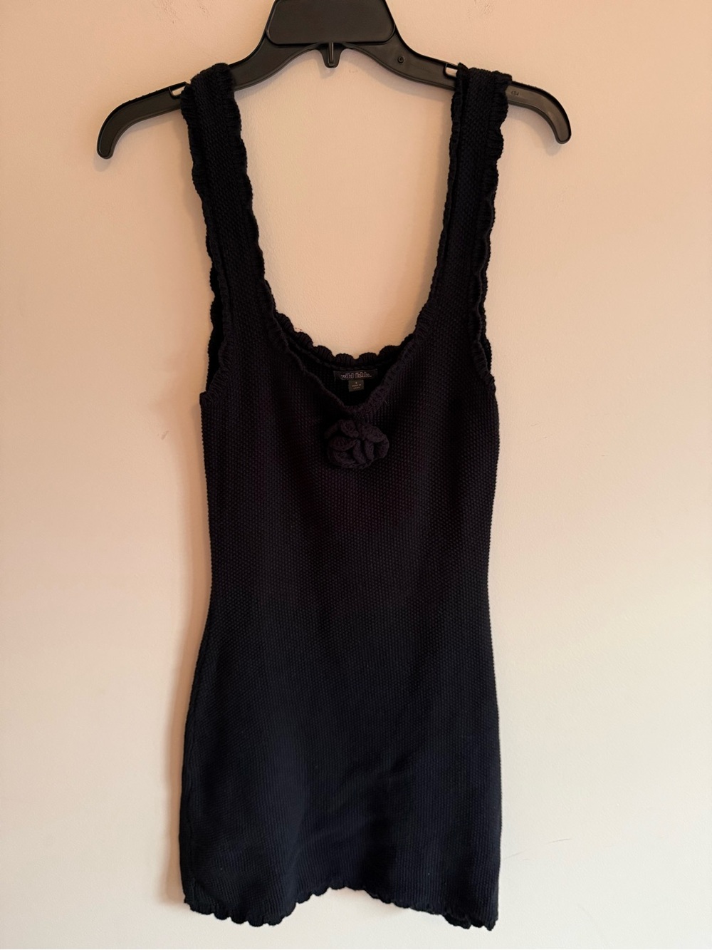 wild fable Black Knit Tank Dress with Rosette Detail